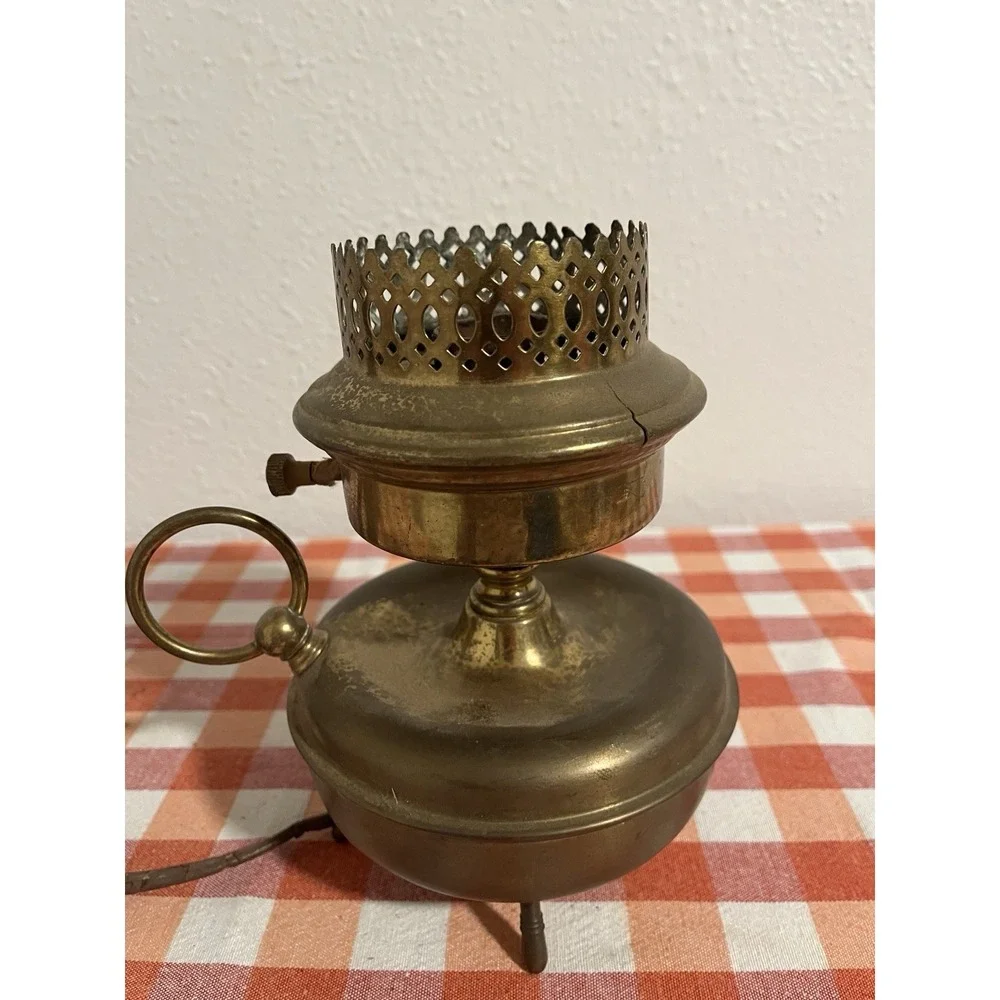 Vintage Brass Table Lamp With Oil Lamp Base -UNTESTED